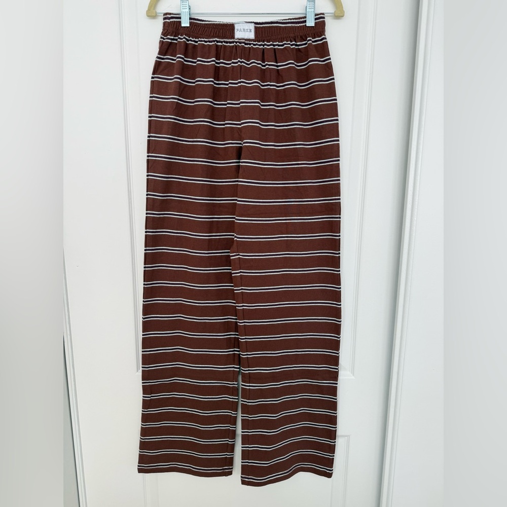 Parke Brown Striped Wide-Leg Pants